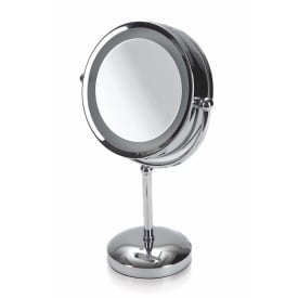 Möve kosmetikkspeil med lys, Ø22 cm, krom