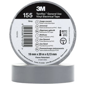 100 st Temflex EL vinyltejp 155 19 mm x 20 m, grå