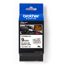 brother tape TZe-FX221, sort/hvid, 9 mm x 8 m