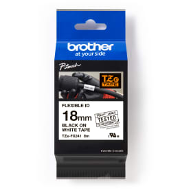 brother tape TZe-FX241, sort/hvid, 18 mm x 8 m