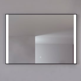 Loevschall Libra speil med lys, dimbar, touch, 100x70 cm, sort
