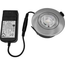 Nordtronic Low Profile Flexible downlight, driver, Ø7,5 cm, børstet alu, 2700K