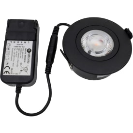 Nordtronic Low Profile Flexible udendørs indbygningsspot, driver, Ø7,5 cm, sort, 3000K