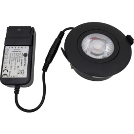 Nordtronic Low Profile Flexible downlight, drivdon, Ø8,3 cm, svart, 2700K