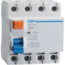 Jordfeilbryter RCCB/RCD 4P 63A 100mA, tidsforsinket, type A, S-type, N på venstre side