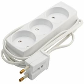 3-Stikdåse U/J med 1,5 meter ledning hvid