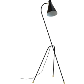 Miles Gulvlampe E27 H154 cm med fodafbryder, sort/messing
