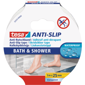 Tesa skridsikker tape t. badet, transparent - 25mm x 5m