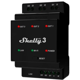 Shelly Pro 3 WiFI relæ 3 kanaler/faser potentialfrit kontaktsæt