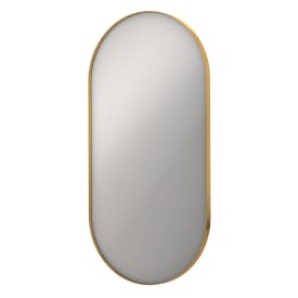 Sanibell Ink SP21 spejl med lys, dæmpbar, dugfri, 60x120 cm, børstet mat guld