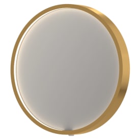 Sanibell Ink SP24 spejl med lys, dæmpbar, dugfri, Ø40 cm, børstet mat guld