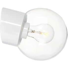 Væglampe Classic Glob, E27, skrå, hvid, IP54