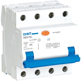 Kombinasjonsbryter RCBO Chint, 3P+N, C-karakteristikk, 40A, 30mA, 6kA