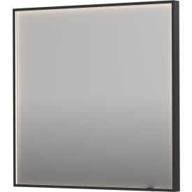 Sanibell Ink SP19 speil med lys, dimbar, duggfri, børstet sort, 80x80 cm