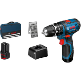 Bosch slagboremaskine GSB 12V-15, 2 x 12 V/ 2,0 Ah, 25XT Bag