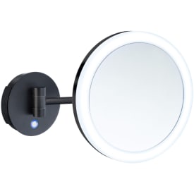 Smedbo Outline makeup spejl med lys, Ø20 cm, sort