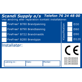 Mærkat CE-Etiket til brandlukning B780-B790-B722-B280 (rul á10)