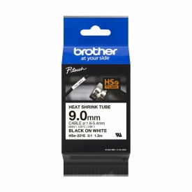 brother krympeflextape HSe-221E, sort/hvid, 9,0 mm, til 1,6-5,4 mm kabler