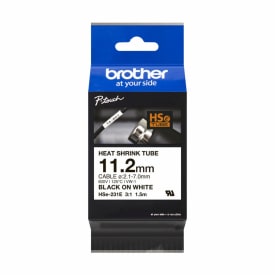 Brother krympetape HSe-231E, svart/hvit, 11,2 mm, for kabler på 2,1–7,0 mm