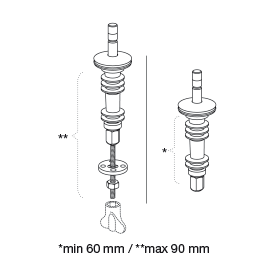 Pressalit fast beslag, top/bundmonteret, rustfrit stål
