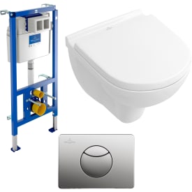 Villeroy & Boch O.Novo væghængt toiletpakke, hvid/rustfrit stål