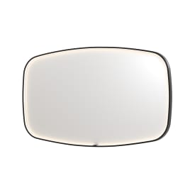 Sanibell Ink SP31 spejl med lys, dæmpbar, dugfri, børstet sort, 140x80 cm