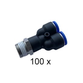 Overgang 1/2". Push-In Y-2X12mm. Hun/Hun. Pakke med 100 stk.