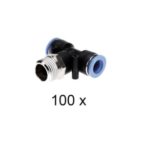 Overgang 1/2". Push-In T-2X12mm. Hun/Hun. Pakke med 100 stk.