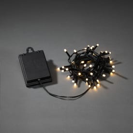 12 stk Konstsmide udendørs lyskæde, batteri, 40 varm hvide lys, 3,9 meter