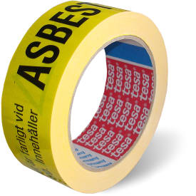 Tesa advarselsteip, asbest, 38 mm, 66 meter