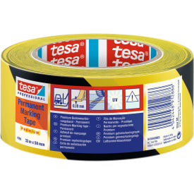 tesa markeringstape 4169 PVC 50 mm x 33 m, gul/sort