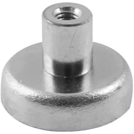 Ferrit pottemagnet Ø25 x 7 mm, M4 gevindbøsning