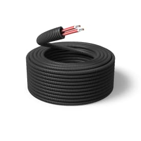 100 meter Flexrør 20 mm UV sort med solcellekabel H1Z2Z2-K 2x6 rød R100