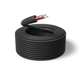 50 meter Flexrør 25 mm UV sort med solcellekabel H1Z2Z2-K 3x6 rød R50