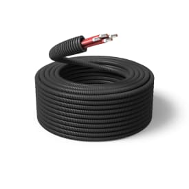 50 meter Flexrør 25 mm UV sort med solcellekabel H1Z2Z2-K 4x6 rød R50