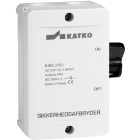 Säkerhetsbrytare 25A 4P sidostyrd, grå/svart KSM425M1-2xM20