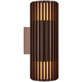 Nordlux Aludra Double vägglampa utomhus, brun