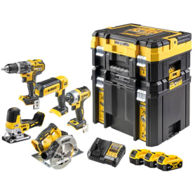 DeWalt 18V XR DCK500P3T-QW kombosæt med 5 maskiner, 3 stk. 18V x 5.0 Ah