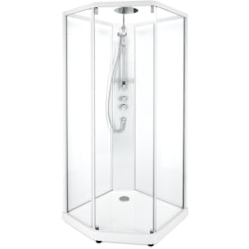 Contura Shower Showerama brusekabine-pakke, 100x100 cm, hvid profil, klart glas