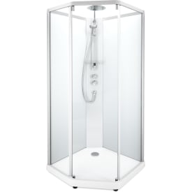 Contura Shower Showerama brusekabine-pakke, 100x100 cm, hvid profil, klart/frostet glas