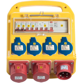 Konstruksjonsstrømspanel 16A med 4x3P 16A og 2x5P 16A CEE