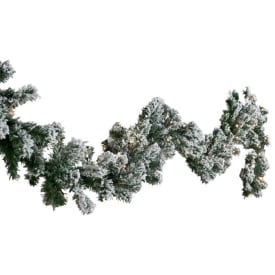 Nordic Winter konstgjord grangirlang, belysning och snö, batteri, 270 cm