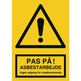 OS advarselsskilt - Pas på! Asbestarbejde