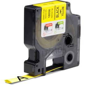 DYMO® Rhino tape, krympeflex, 12 mm, sort på gul