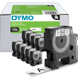 DYMO® Standard D1 tape, 19 mm, sort på hvid, 10 ruller
