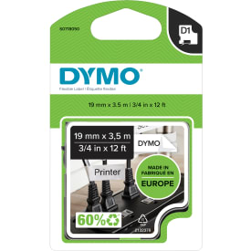 5 st DYMO® D1 tejp, flexibel nylon, 19 mm, svart på vitt