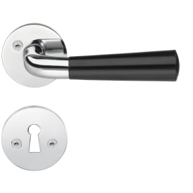 Beslagsboden Design Retro dörrhantag, polerad krom/svart bakelithandtag