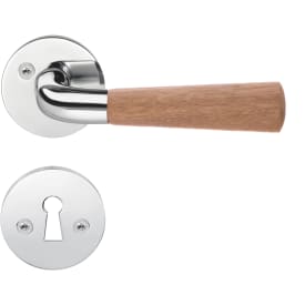 Beslagsboden Design Retro dörrhantag, polerad krom/trähandtag i ek