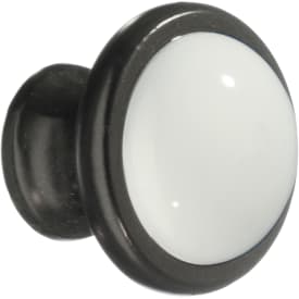 Knott, svart/hvit keramikk, diam 38 mm