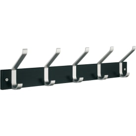 Knagerække, 5 knager, sort/aluminium